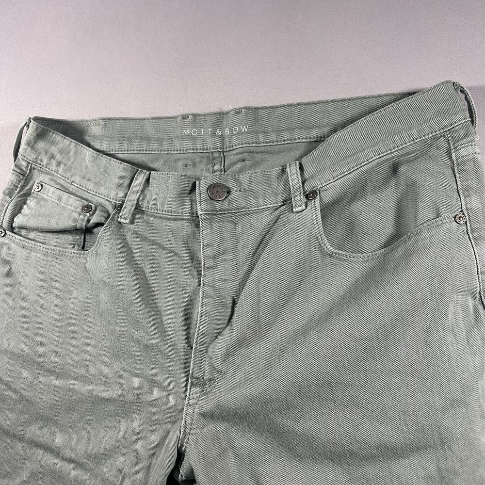 Mott & Bow Slim Straight Jeans Men's 36x30 Sage Green Stretch Denim USA